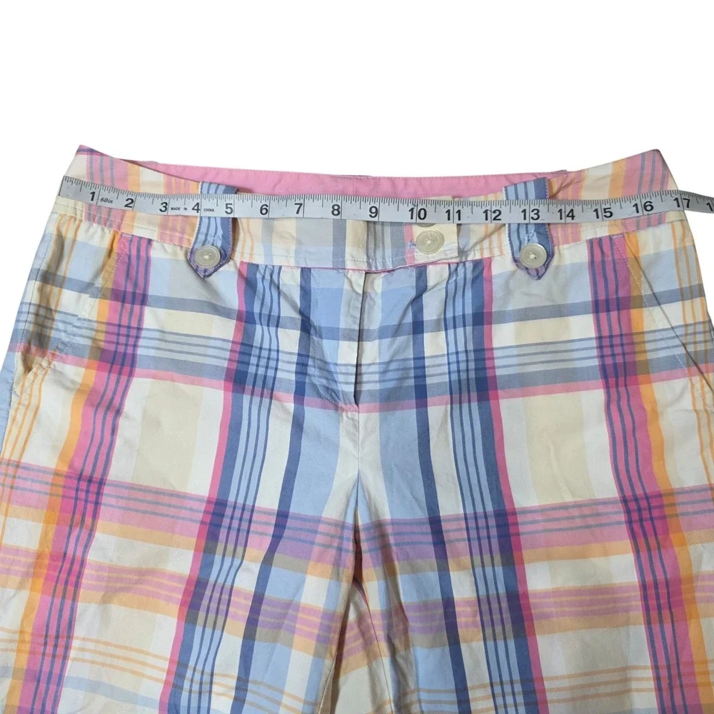 Tommy Hilfiger Women‎ Plaid Bermuda Shorts Size 10 Pink Blue Yellow Beige Casual - Picture 6 of 9